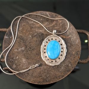 Vintage Turquoise Bohemian Sterling Silver Necklace